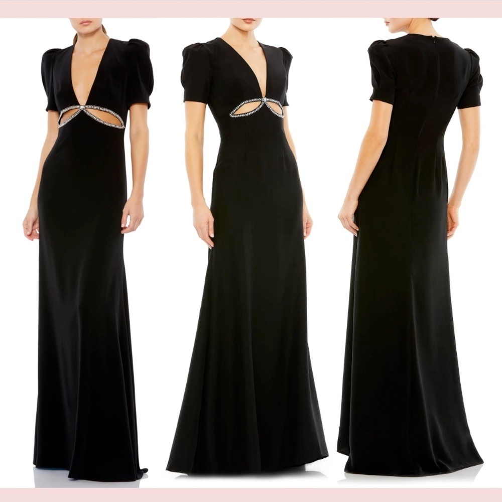NEW‎ $458 IEENA for Mac Duggal [ 6 ] Cutout Column Gown in Black